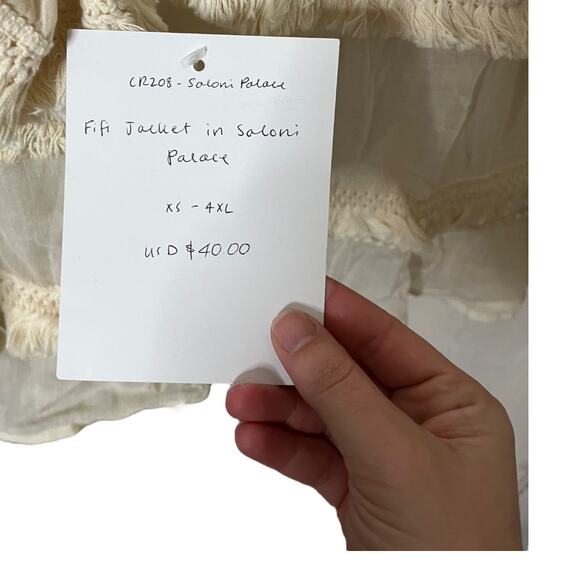 Adrift Fifi Jacket Soloni Palace white fringe tie front tassels small NWT - Picture 5 of 5